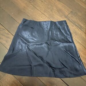 ARITZIA navy satin mini skirt